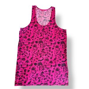 BETSEY JOHNSON Knit Hot Pink & Black Printed Tank Top 32” Short Mini Dress